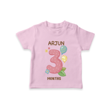 Memorialize your little one's Third month with a personalized kids T-shirts - PINK - 0 - 5 Months Old (Chest 17")