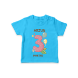 Memorialize your little one's Third month with a personalized kids T-shirts - SKY BLUE - 0 - 5 Months Old (Chest 17")