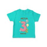 Memorialize your little one's Third month with a personalized kids T-shirts - TEAL - 0 - 5 Months Old (Chest 17")