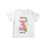 Memorialize your little one's Third month with a personalized kids T-shirts - WHITE - 0 - 5 Months Old (Chest 17")