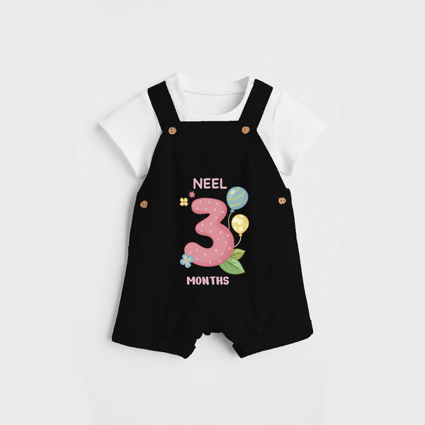 Memorialize your little one's Third month with a personalized Dungaree - BLACK - 0 - 5 Months Old (Chest 17")
