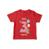 Memorialize your little one's Third month with a personalized kids T-shirts - RED - 0 - 5 Months Old (Chest 17")
