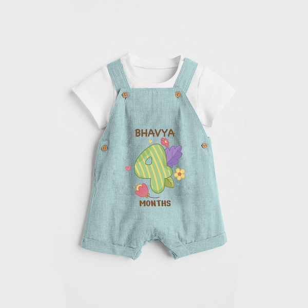 Memorialize your little one's Fourth month with a personalized Dungaree - ARCTIC BLUE - 0 - 5 Months Old (Chest 17")