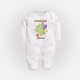 Celebrate Baby's 4th Month | Custom Full Sleeve Bodysuit/ Sleep Suit/ Jumpsuit | Premium Cotton - WHITE - New Born (Chest 7.5")
