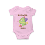 Celebrate Baby's 4th Month | Custom Romper/Onesie | Premium Cotton - BABY PINK - New Born (Chest 14")