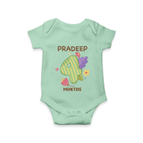 Celebrate Baby's 4th Month | Custom Romper/Onesie | Premium Cotton - MINT GREEN - New Born (Chest 14")