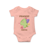 Celebrate Baby's 4th Month | Custom Romper/Onesie | Premium Cotton - PEACH - New Born (Chest 14")