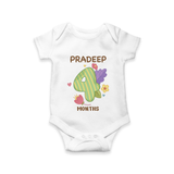 Celebrate Baby's 4th Month | Custom Romper/Onesie | Premium Cotton - WHITE - New Born (Chest 14")