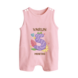Celebrate Baby's 5th Month | Custom Romper Suit/ Sleeveless Romper | Premium Cotton - BABY PINK - 0 - 5 Months Old (Chest 18")