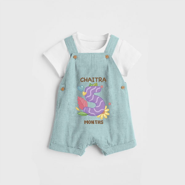 Memorialize your little one's Fifth month with a personalized Dungaree - ARCTIC BLUE - 0 - 5 Months Old (Chest 17")