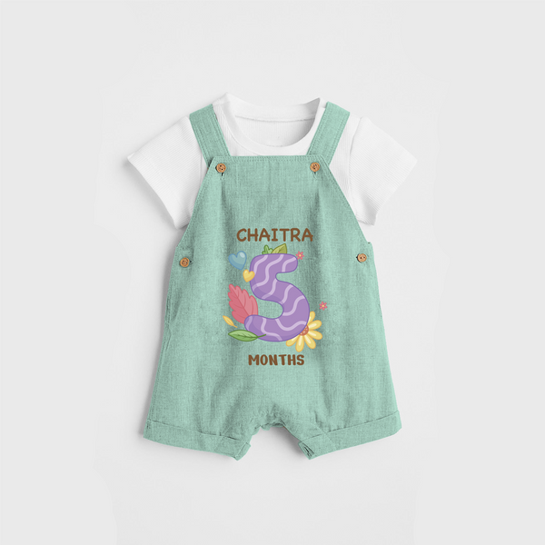 Memorialize your little one's Fifth month with a personalized Dungaree - LIGHT GREEN - 0 - 5 Months Old (Chest 17")