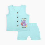 Celebrate Baby's 5th Month | Custom Jabla Set | Premium Cotton - BABY BLUE - 0 - 3 Months Old (Chest 9.8")