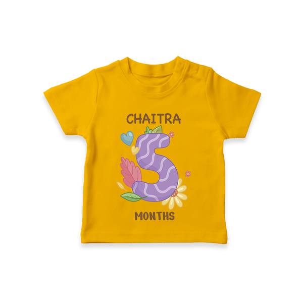 Memorialize your little one's Fifth month with a personalized kids T-shirts - CHROME YELLOW - 0 - 5 Months Old (Chest 17")