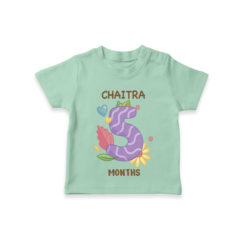 Memorialize your little one's Fifth month with a personalized kids T-shirts - MINT GREEN - 0 - 5 Months Old (Chest 17")
