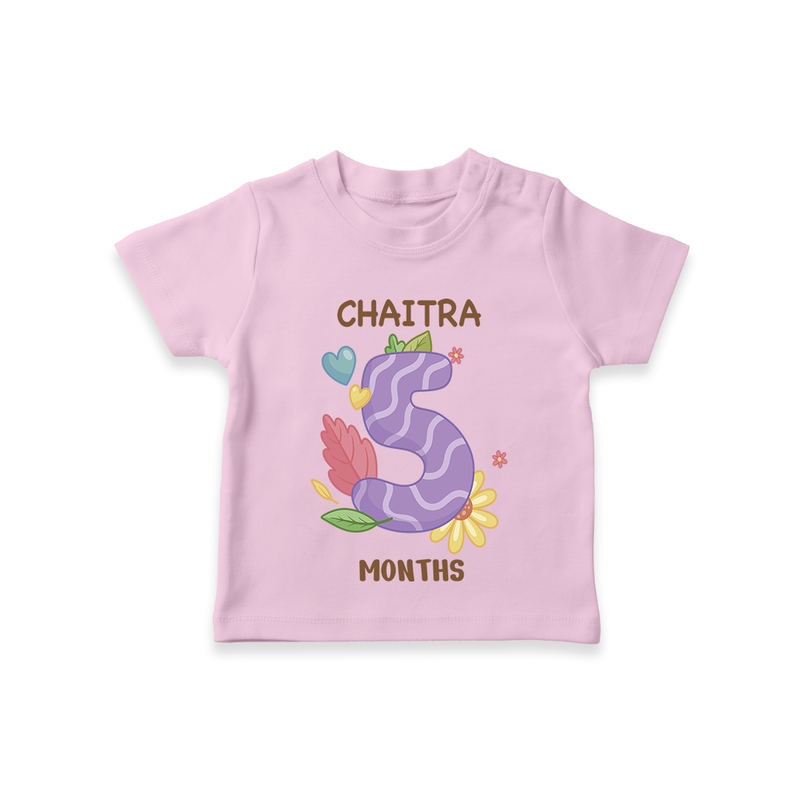 Memorialize your little one's Fifth month with a personalized kids T-shirts - PINK - 0 - 5 Months Old (Chest 17")