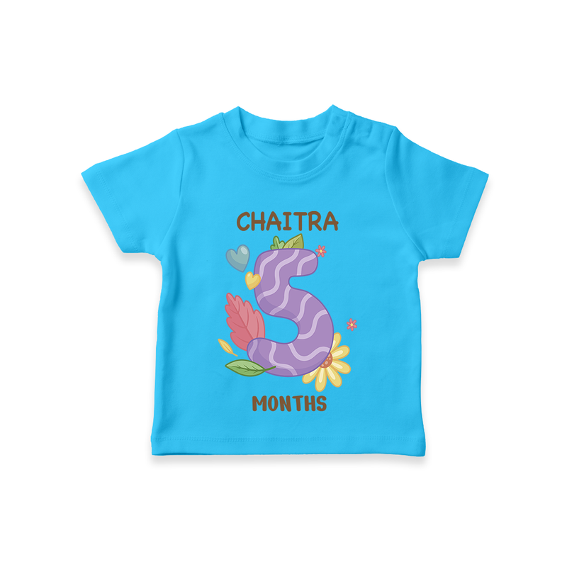 Memorialize your little one's Fifth month with a personalized kids T-shirts - SKY BLUE - 0 - 5 Months Old (Chest 17")
