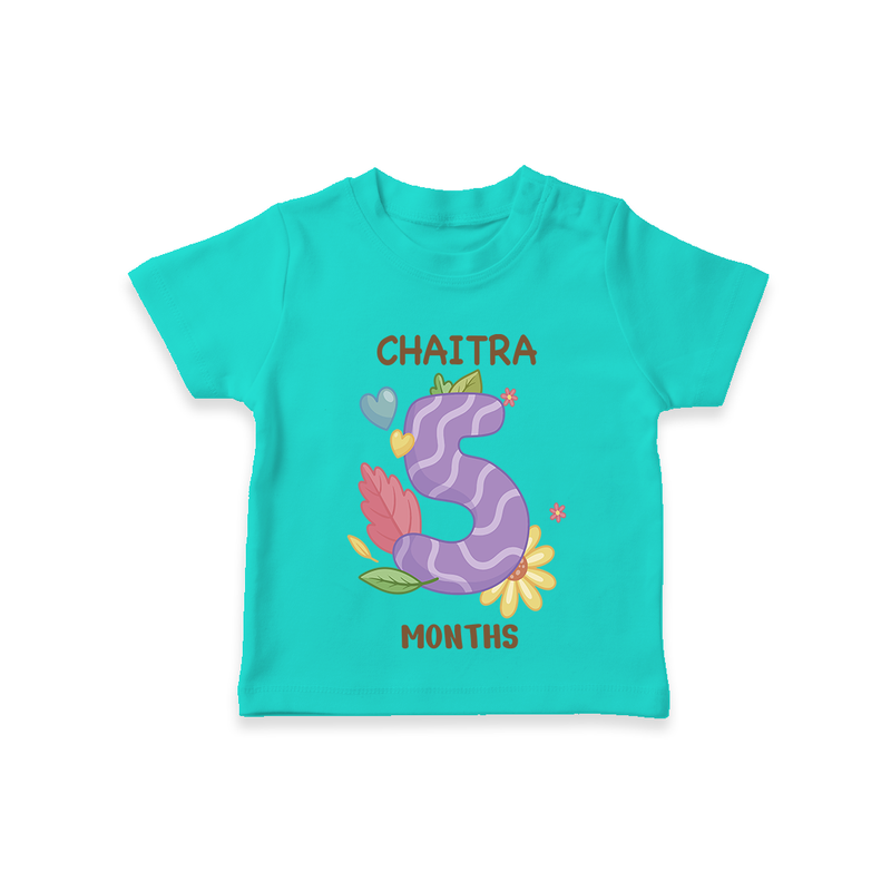 Memorialize your little one's Fifth month with a personalized kids T-shirts - TEAL - 0 - 5 Months Old (Chest 17")