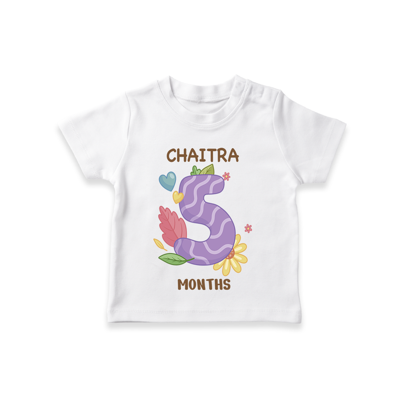 Memorialize your little one's Fifth month with a personalized kids T-shirts - WHITE - 0 - 5 Months Old (Chest 17")