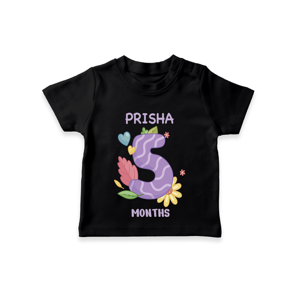 Memorialize your little one's Fifth month with a personalized kids T-shirts - BLACK - 0 - 5 Months Old (Chest 17")