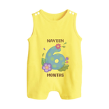Celebrate Baby's 6th Month | Custom Romper Suit/ Sleeveless Romper | Premium Cotton - PASTEL YELLOW - 0 - 5 Months Old (Chest 18")