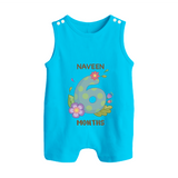 Celebrate Baby's 6th Month | Custom Romper Suit/ Sleeveless Romper | Premium Cotton - SKY BLUE - 0 - 5 Months Old (Chest 18")