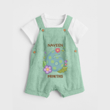Celebrate Baby's 6th Month | Custom Dungaree Set | Premium Cotton - MINT GREEN - 0 - 5 Months Old (Chest 18")