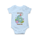 Celebrate Baby's 6th Month | Custom Romper/Onesie | Premium Cotton - BABY BLUE - New Born (Chest 14")