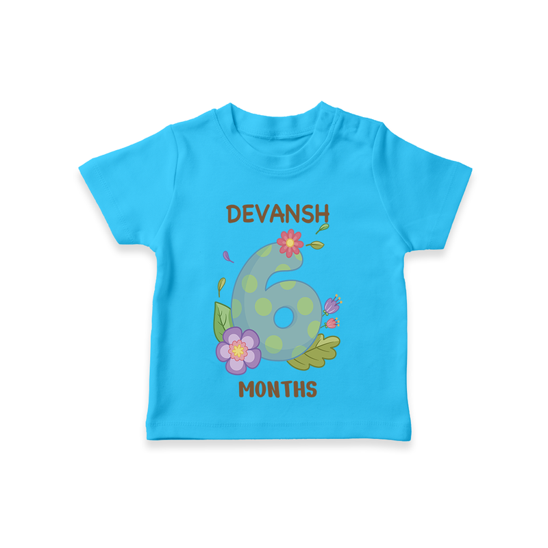 Memorialize your little one's Sixth month with a personalized kids T-shirts - SKY BLUE - 0 - 5 Months Old (Chest 17")