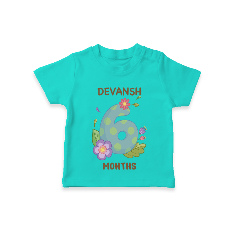 Memorialize your little one's Sixth month with a personalized kids T-shirts - TEAL - 0 - 5 Months Old (Chest 17")