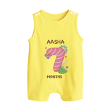 Celebrate Baby's 7th Month | Custom Romper Suit/ Sleeveless Romper | Premium Cotton - PASTEL YELLOW - 0 - 5 Months Old (Chest 18")
