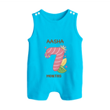 Celebrate Baby's 7th Month | Custom Romper Suit/ Sleeveless Romper | Premium Cotton - SKY BLUE - 0 - 5 Months Old (Chest 18")
