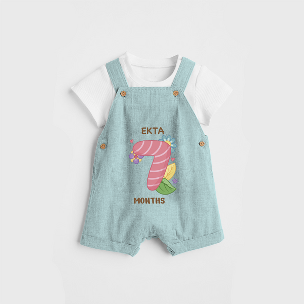 Memorialize your little one's Seventh month with a personalized Dungaree - ARCTIC BLUE - 0 - 5 Months Old (Chest 17")