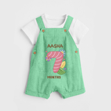 Celebrate Baby's 7th Month | Custom Dungaree Set | Premium Cotton - GREEN - 0 - 5 Months Old (Chest 18")