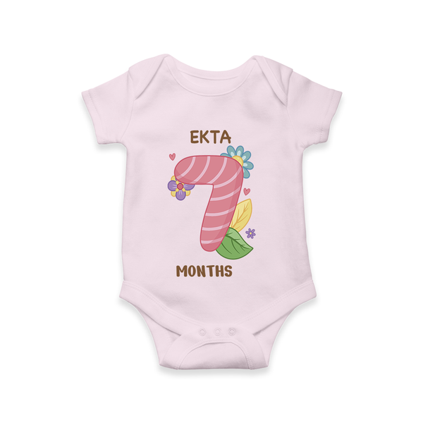 Memorialize your little one's Seventh month with a personalized romper/onesie - BABY PINK - 0 - 3 Months Old (Chest 16")