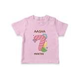 Celebrate Baby's 7th Month | Custom T-Shirt | Premium Cotton - BABY PINK - 0-5 Months Old (Chest 17")