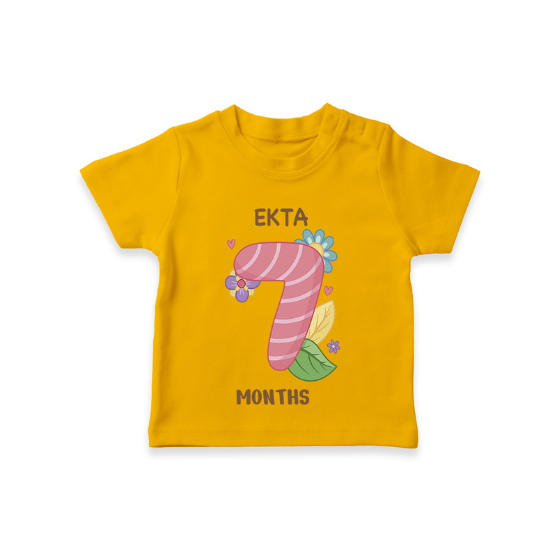 Memorialize your little one's Seventh month with a personalized kids T-shirts - CHROME YELLOW - 0 - 5 Months Old (Chest 17")