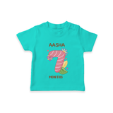 Celebrate Baby's 7th Month | Custom T-Shirt | Premium Cotton - TEAL - 0-5 Months Old (Chest 17")
