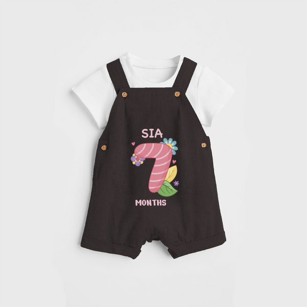 Memorialize your little one's Seventh month with a personalized Dungaree - CHOCOLATE BROWN - 0 - 5 Months Old (Chest 17")