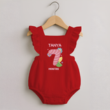 Celebrate Baby's 7th Month | Custom Romper Frock | Premium Cotton - RED - 0 - 3 Months Old (Chest 19")