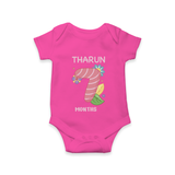 Celebrate Baby's 7th Month | Custom Romper/Onesie | Premium Cotton - HOT PINK - New Born (Chest 14")