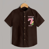 Celebrate Baby's 7th Month | Custom Shirt | Premium Cotton - CHOCOLATE BROWN - 0 - 6 Months Old (Chest 23")