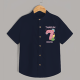 Celebrate Baby's 7th Month | Custom Shirt | Premium Cotton - NAVY BLUE - 0 - 6 Months Old (Chest 23")