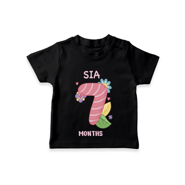 Memorialize your little one's Seventh month with a personalized kids T-shirts - BLACK - 0 - 5 Months Old (Chest 17")