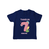 Celebrate Baby's 7th Month | Custom T-Shirt | Premium Cotton - NAVY BLUE - 0-5 Months Old (Chest 17")