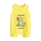 Celebrate Baby's 8th Month | Custom Romper Suit/ Sleeveless Romper | Premium Cotton - PASTEL YELLOW - 0 - 5 Months Old (Chest 18")