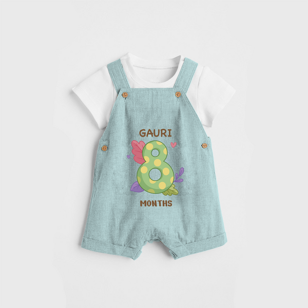 Memorialize your little one's Eighth month with a personalized Dungaree - ARCTIC BLUE - 0 - 5 Months Old (Chest 17")