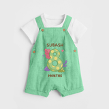 Celebrate Baby's 8th Month | Custom Dungaree Set | Premium Cotton - GREEN - 0 - 5 Months Old (Chest 18")