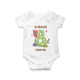 Celebrate Baby's 8th Month | Custom Romper/Onesie | Premium Cotton - WHITE - New Born (Chest 14")