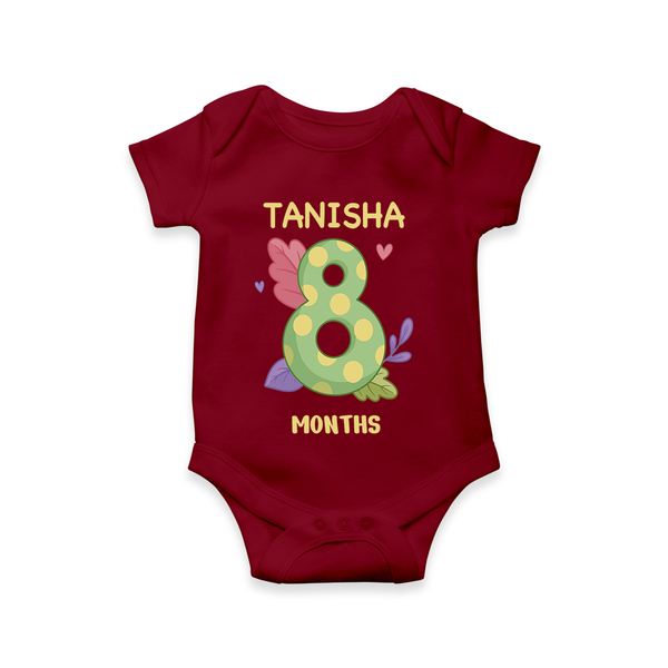 Memorialize your little one's Eighth month with a personalized romper/onesie - MAROON - 0 - 3 Months Old (Chest 16")