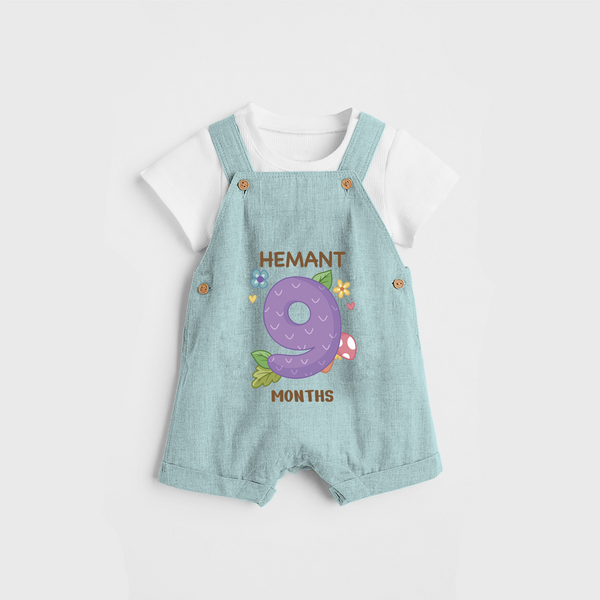 Memorialize your little one's Ninth month with a personalized Dungaree - ARCTIC BLUE - 0 - 5 Months Old (Chest 17")